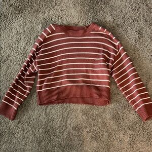 Striped Women's Sweater - Red/pink/orange and White